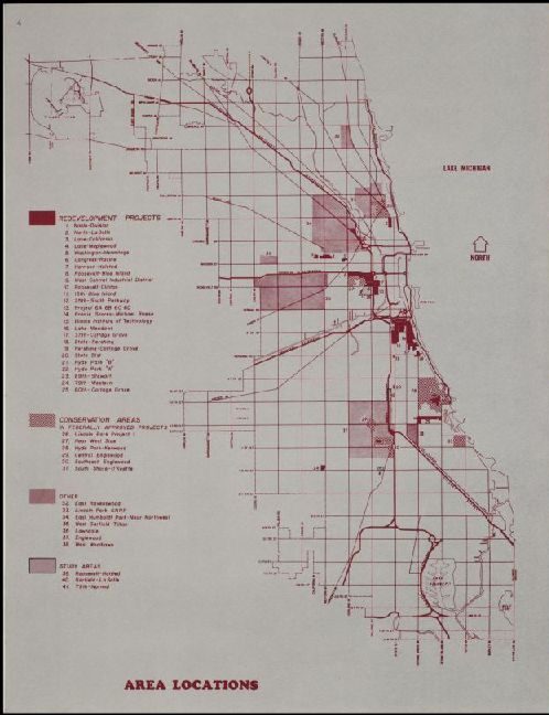 Department of Urban Renewal 1964 Map of sites of Urban Renewal projects in Chicago 1964