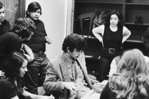 pikaza Faculty Otto Pikaza (Center) Students Rudy Lozano (Left, Leaning) and Josefina Kramer (Right, standing) Attending a sit-in in University Hall.